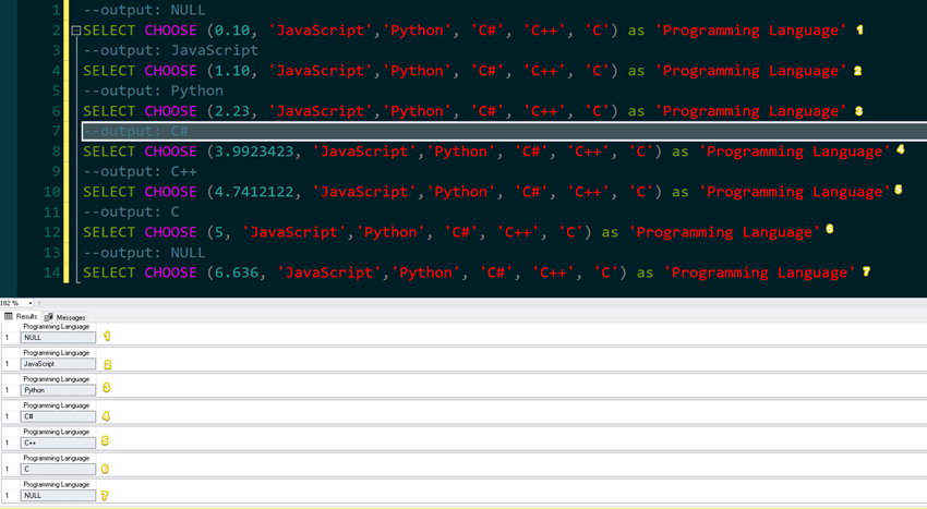 SQL's CHOOSE Function